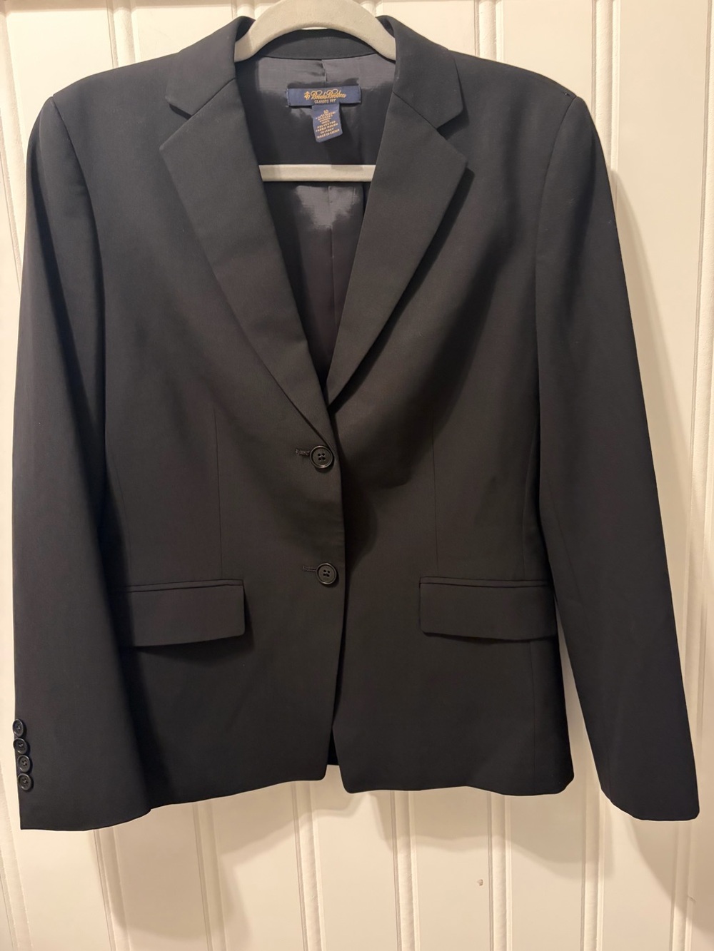 Brooks Brothers Classic Fit Black Italian Wool Stretch Blazer Size 10 Career